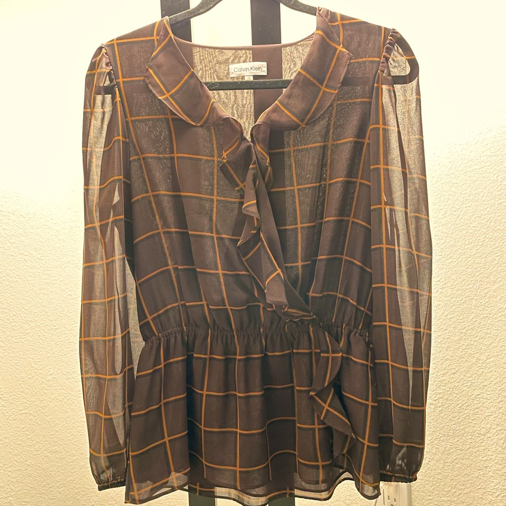 Calvin Klein Blouse - Brown and orange
